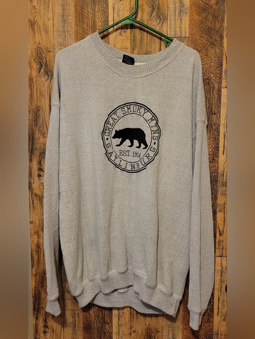 Men's Light Gray Pullover Sweater with Bear Emblem